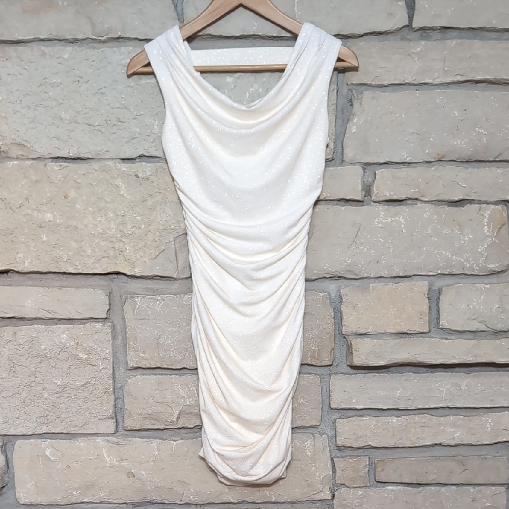 Sparkly Ivory Ruched Dress